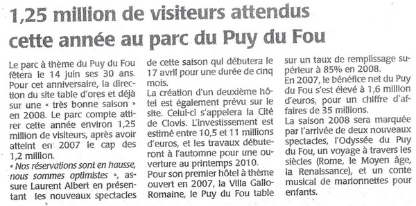 Un nouvel hotel en 2010 au Puy du Fou : La Cité de Clovis Un nouvel hotel en 2010 au Puy du Fou : La Cité de Clovis