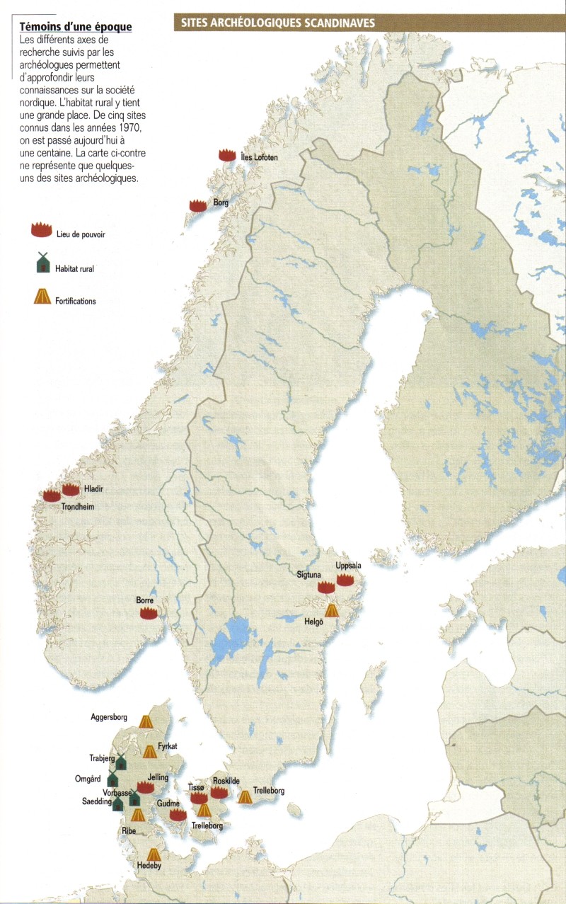 Carte des sites archéologiques scandinaves